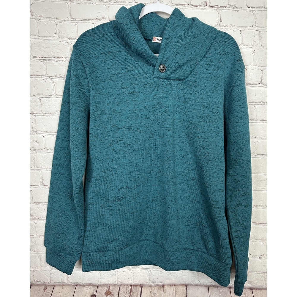 H2H Mens Casual Slim Fit Pullover Sweatshirt Sweater fleece lined, sz L, EUC